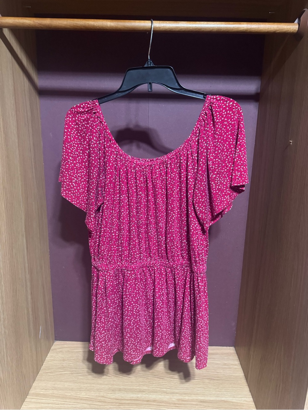 Lane Bryant Pink Floral Flutter Sleeve Peplum Top Size 14/16